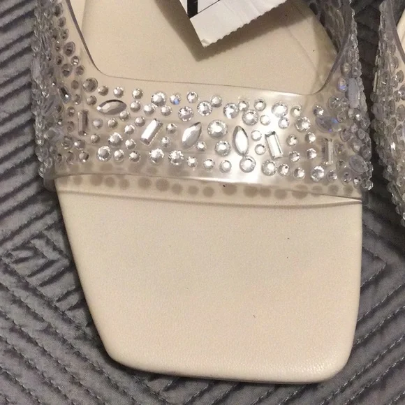 Zara size 9.5 (40) cream and clear rhinestone heels for women - Picture 3 of 8
